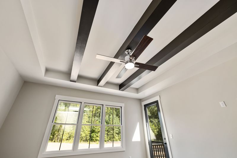Ceiling fan with light in a modern living room