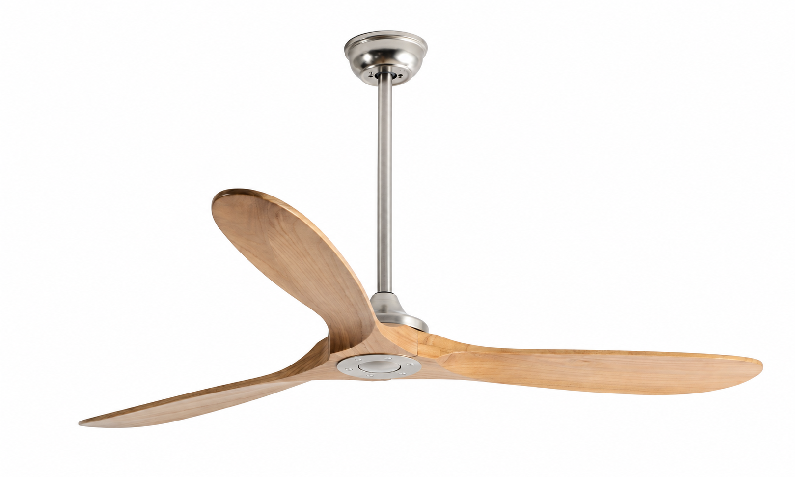 K-044-3 satin nickel and light wood-grain ceiling fan