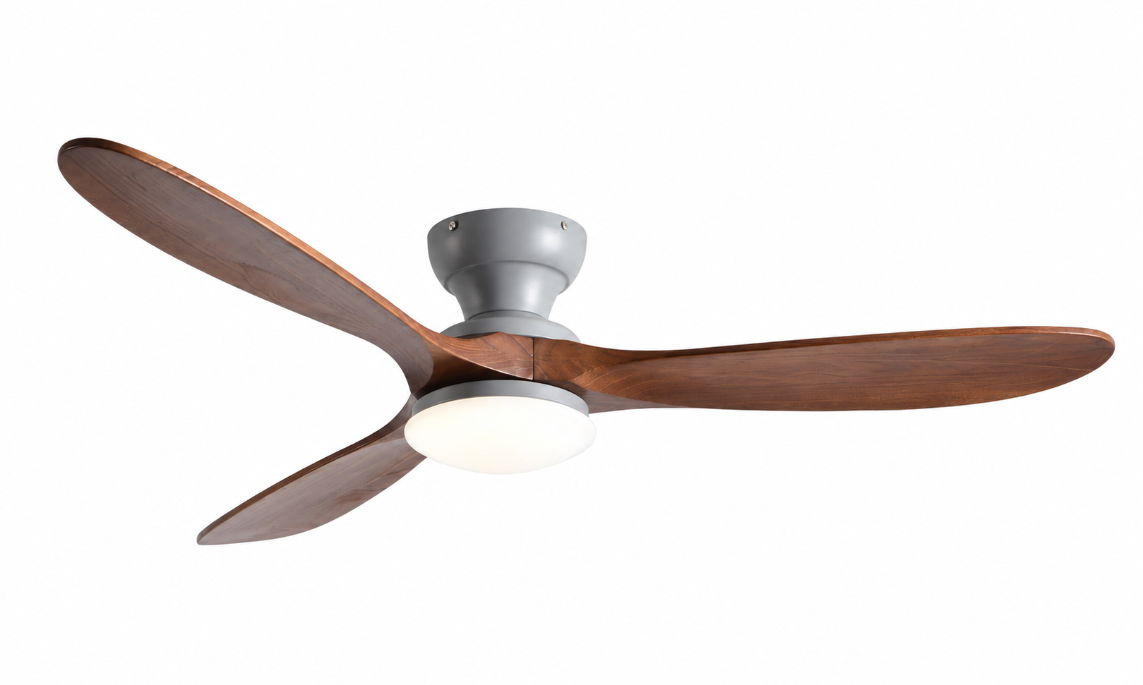 K-044XL-3 gray and walnut solid wood flush mount ceiling fan