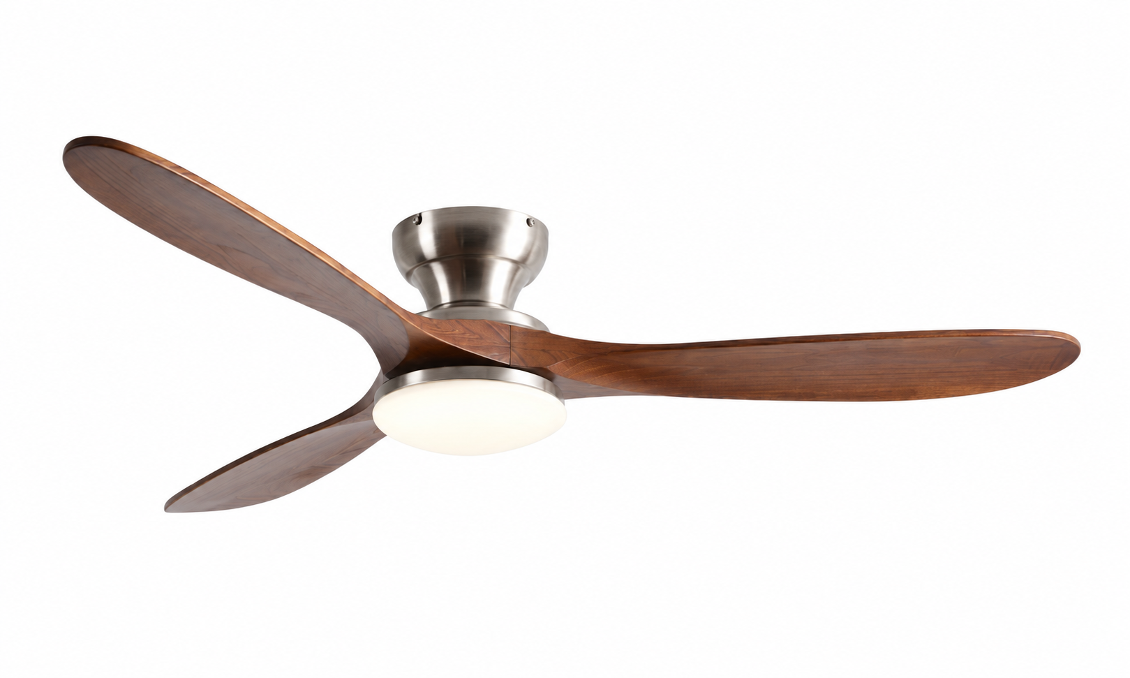 K-044XL-3 satin nickel and walnut solid wood flush mount ceiling fan