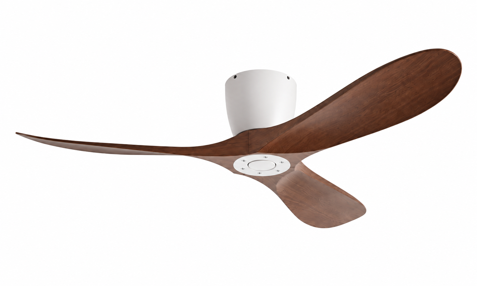P-027AX-3 white and walnut ceiling fan