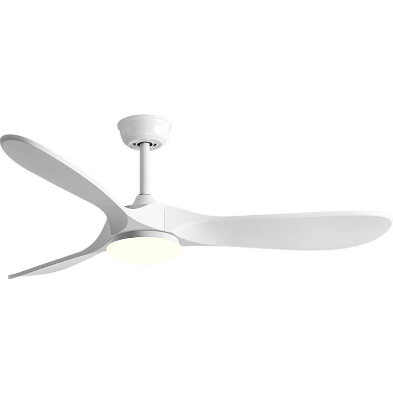 P-027L-3 downrod ceiling fan with light in pure white