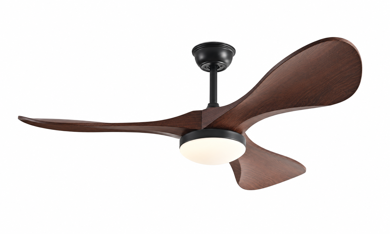 P-043L-3 black and walnut ceiling fan with light
