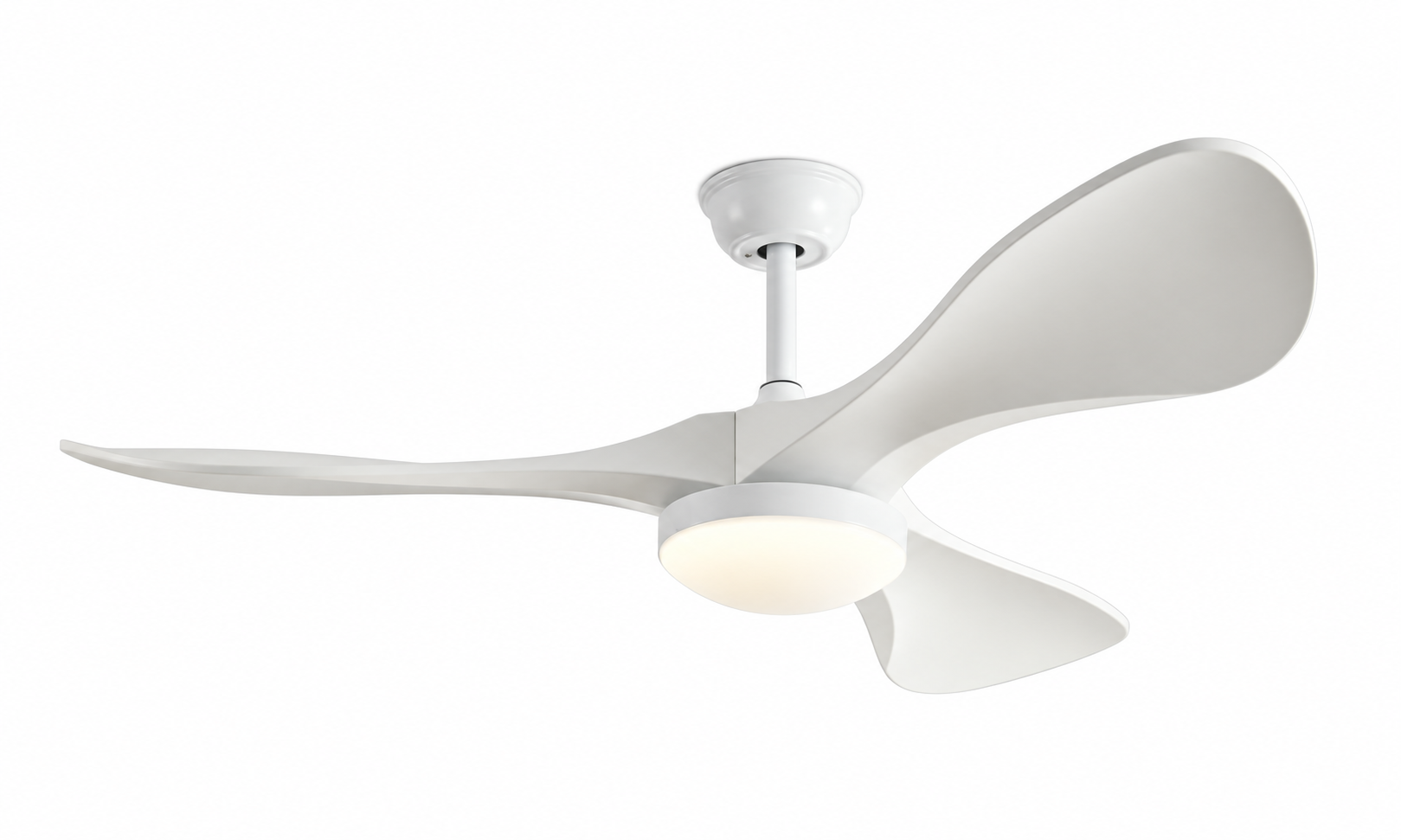 P-043L-3 pure white ceiling fan with light