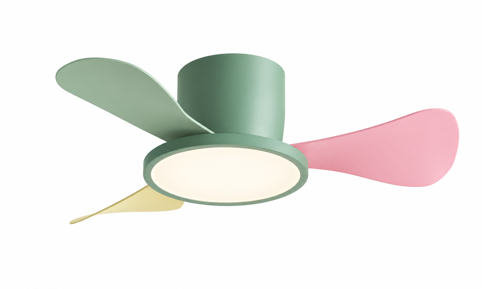 P-5002XL-3 ceiling fan with light in green and pastel blade colors