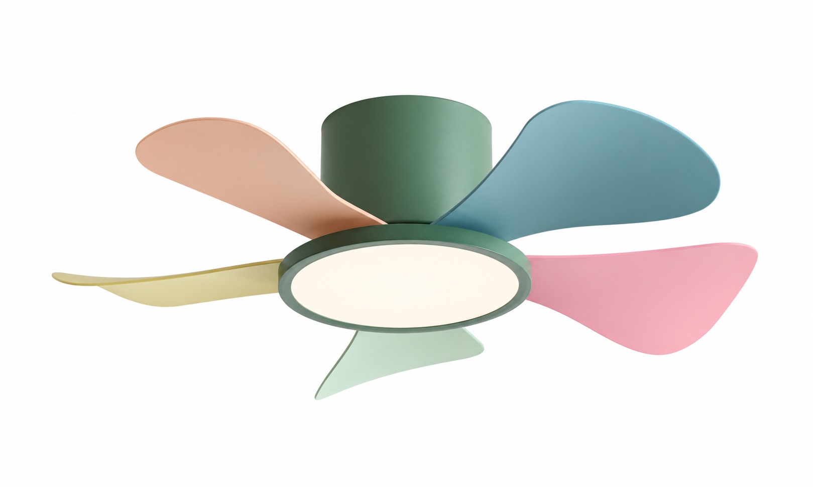 P-5002XL-5 ceiling fan with light in green and pastel blade colors