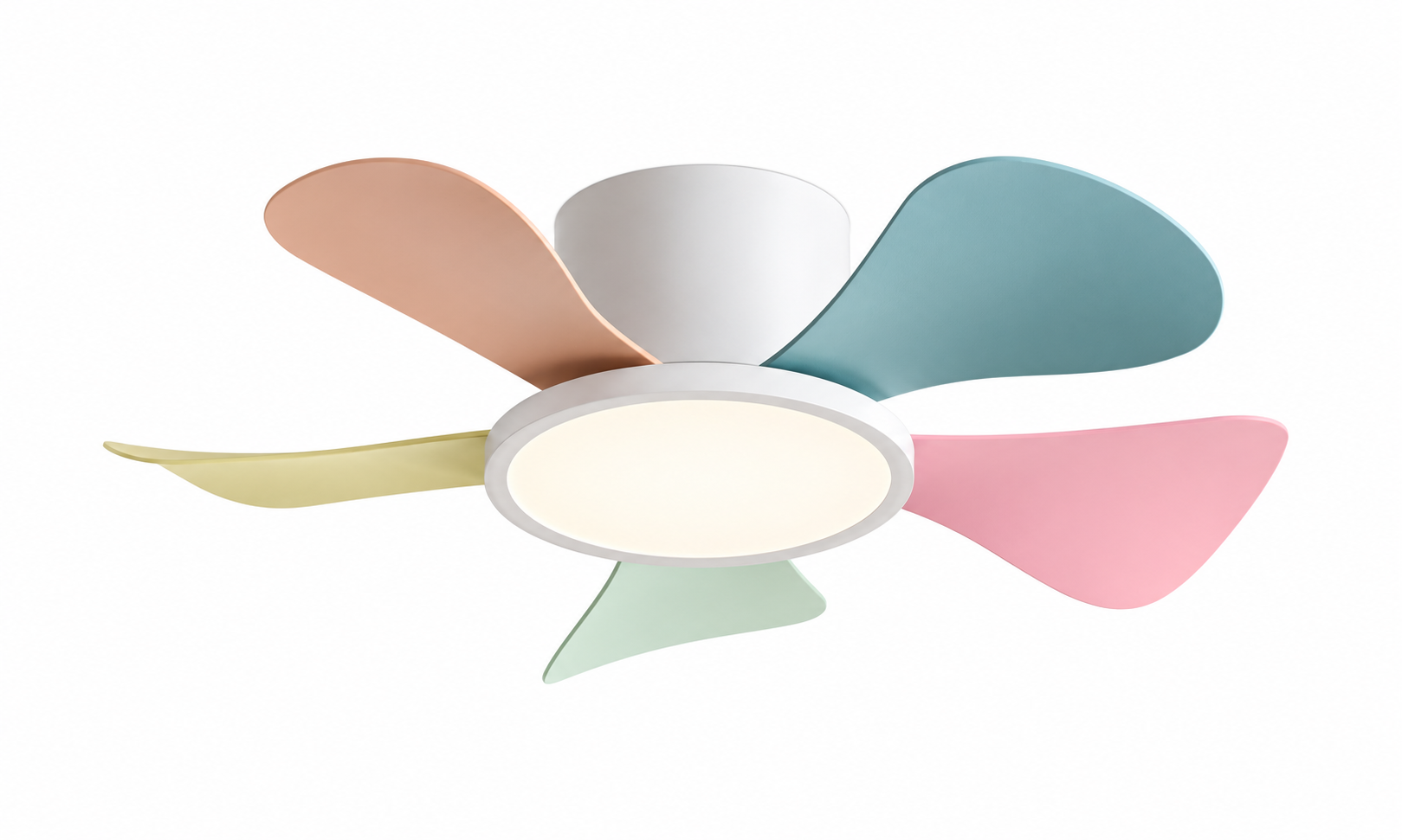 P-5002XL-5 ceiling fan with light in white and pastel blade colors