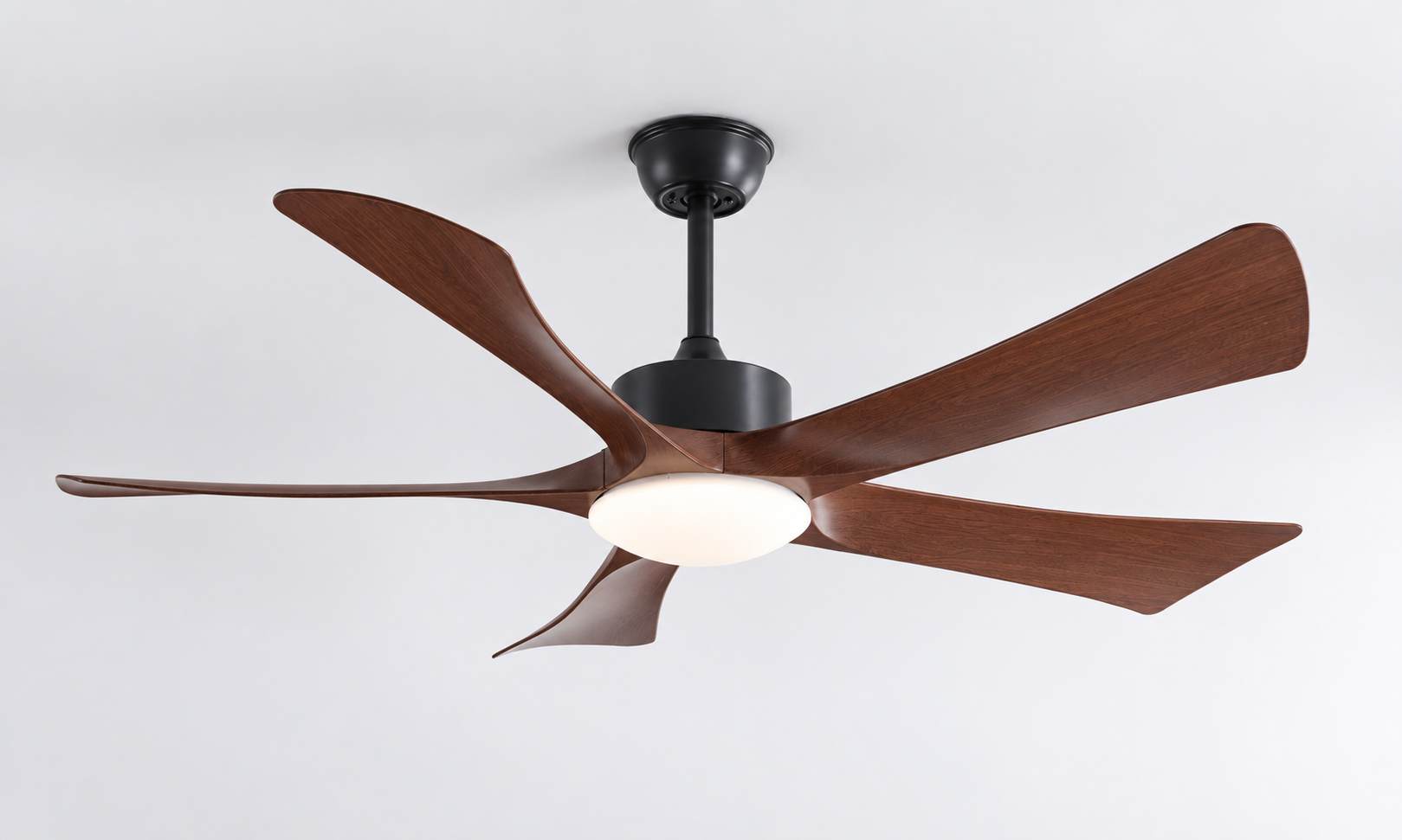 P-5026L-5 Black Walnut downrod ceiling fan with light