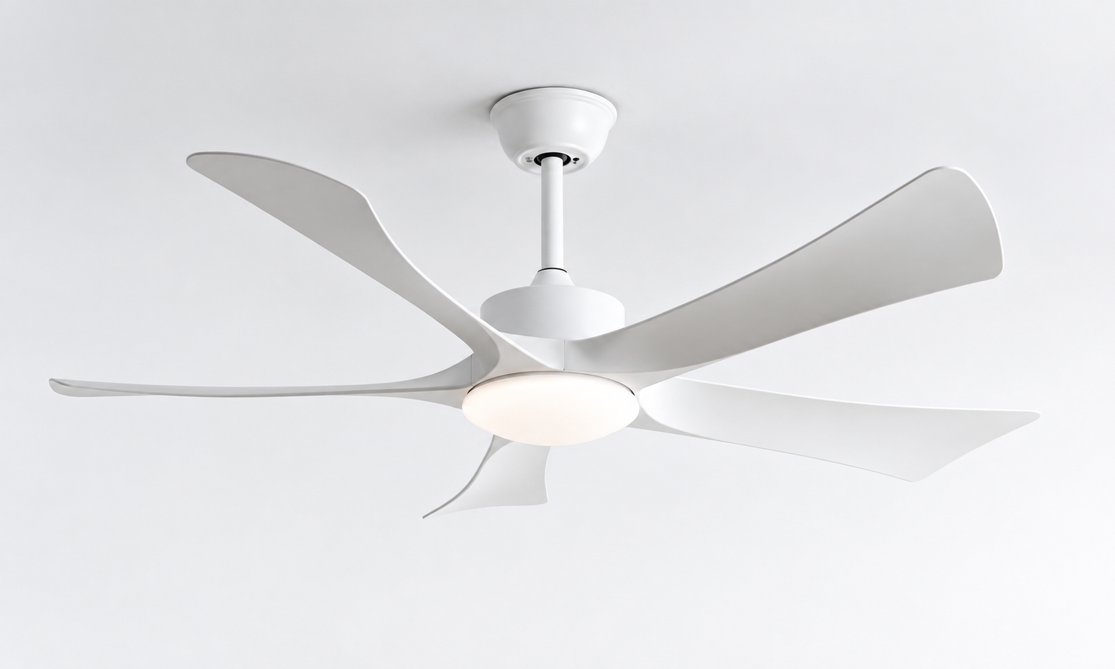 P-5026L-5 Pure White downrod ceiling fan with light