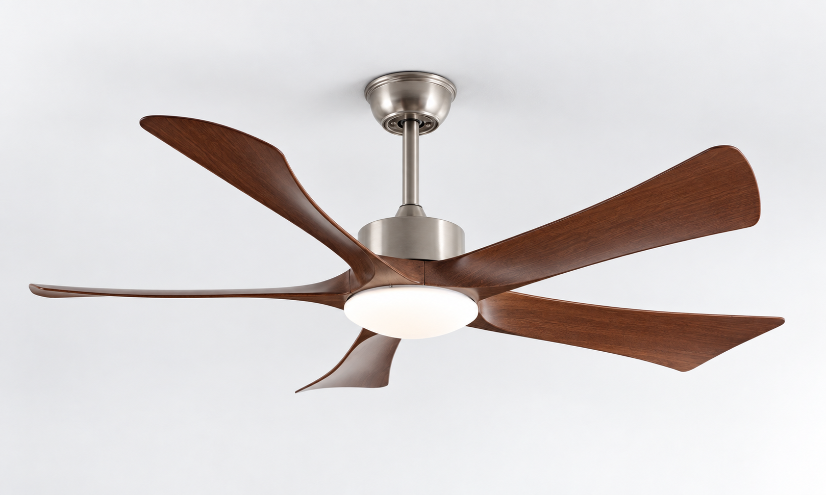 P-5026L-5 Satin Nickel Walnut downrod ceiling fan with light