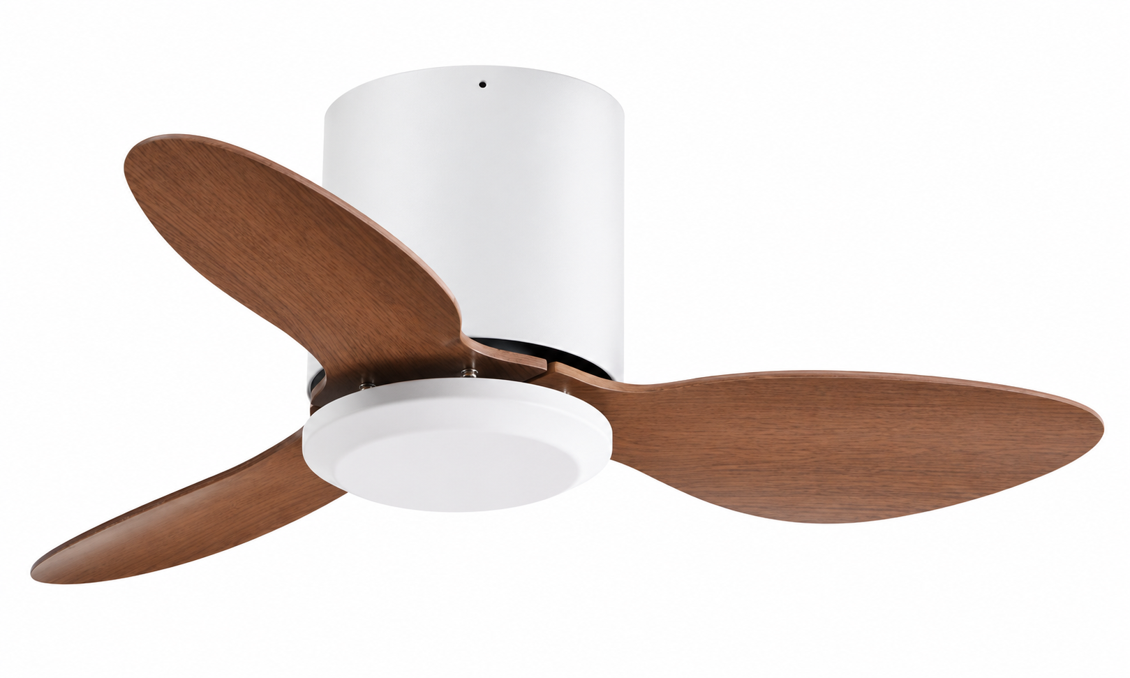25 inch P-5042X-3 compact low profile ceiling fan in white and walnut