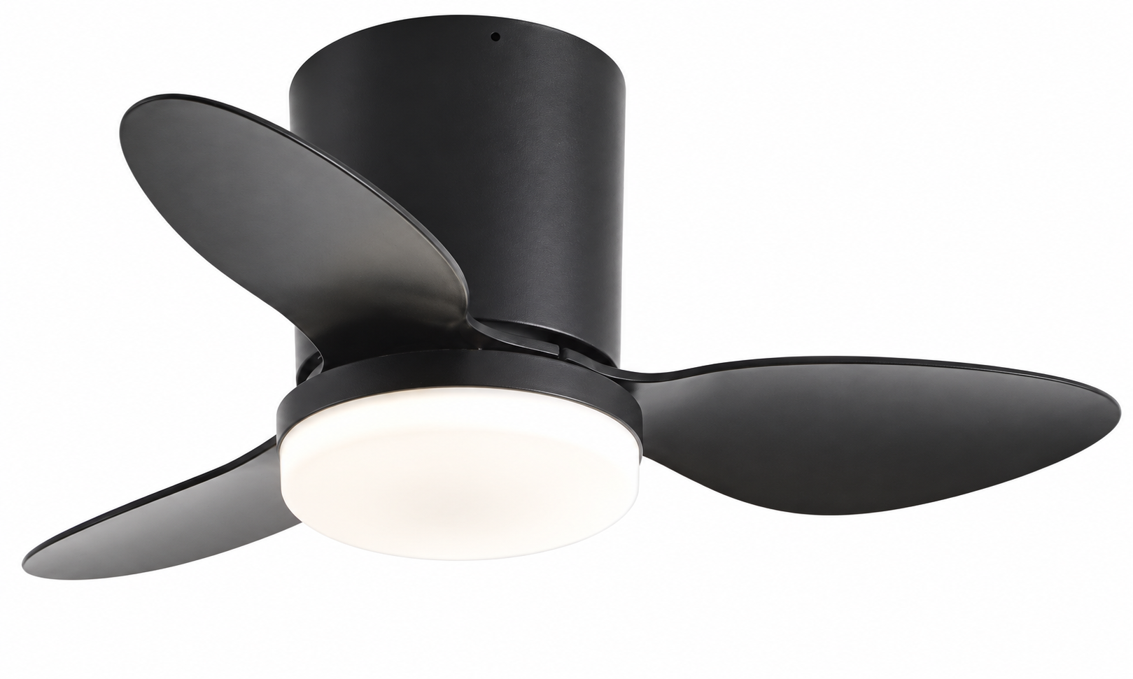25 inch P-5042XL-3 pure black compact ceiling fan with light